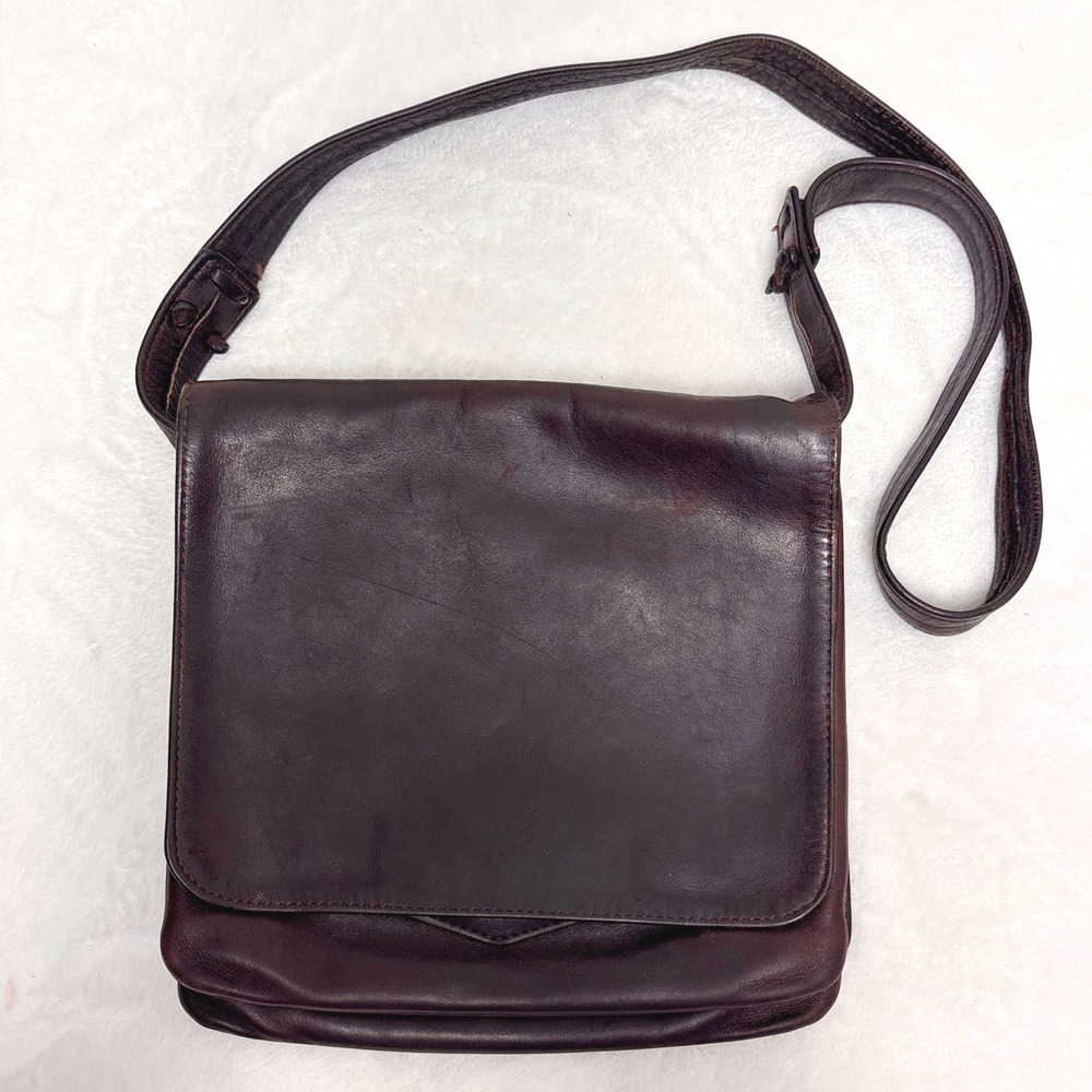 Vintage 70s Walter Dyer Brown Leather Saddle Bag Hippie Boho Chic Utility
